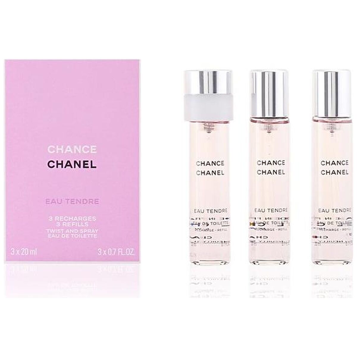 Chanel Chance Eau Tendre edt 60ml (1x20ml genopfyldelig + 2x20ml refill)